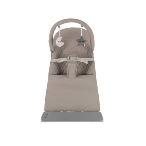 Nuby Baby Bouncer with Toy Bar, Vibrates and Plays Music - Beige