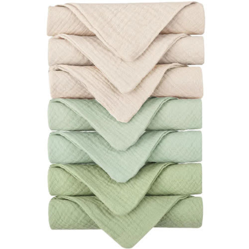 Konssy 100% Cotton Muslin Baby Washcloths (7 Pack)