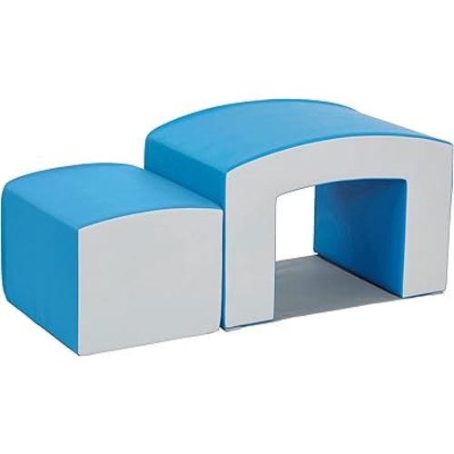 ECR4Kids SoftZone Junior Mix n' Match Tunnel and Bump, Beginner Playset, French Blue