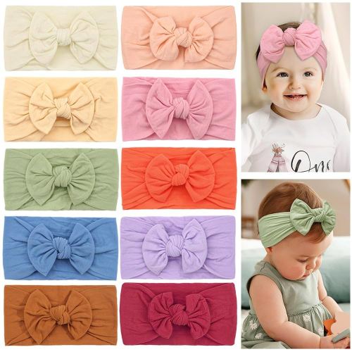 10PCS Baby Nylon Headbands Bowknot Hairbands 5Inch Hair Bows Elastics Hair Accessories for Baby Girls Newborns Toddlers Kids Children
