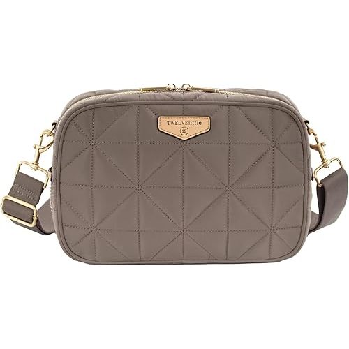 TWELVElittle Diaper Clutch 3.0 - Crossbody Diaperbag with Changing Pad, Detachable Pouch and Wipes Case. Machine Washable - Taupe