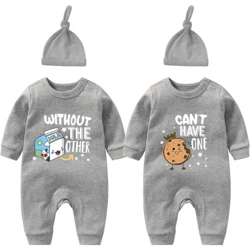YSCULBUTOL Baby Twins Bodysuits Cookie Milk Newborn Infant Baby Bodysuit Romper Outfit Toddler Clothes
