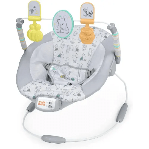 Bright Starts Disney Baby Winnie The Pooh Classic Pals Vibrating Baby Bouncer Seat with Melodies & Toys, Unisex, 0-6 Months