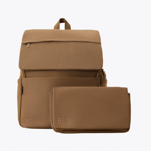 BÉIS 'The Ultimate Diaper Backpack' in Camel - Diaper Bag Backpack in Camel Brown