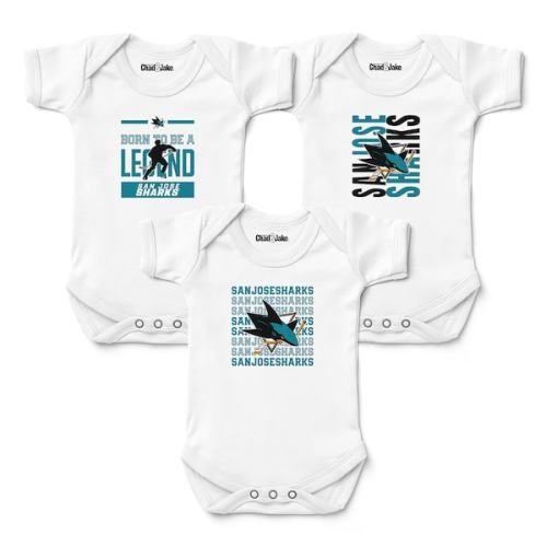 Newborn & Infant San Jose Sharks Chad & Jake White Three-Pack Bodysuit Set