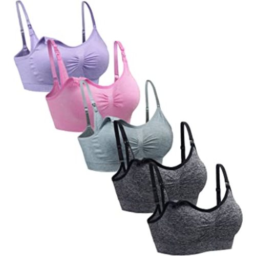 Suekaphin 5PACK Nursing Bra Wireless Bra Women's Sleeping Maternity Bra Breastfeeding Bra