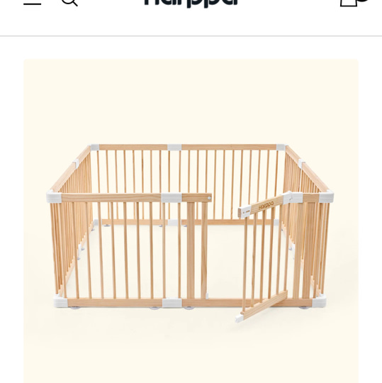 HARPPA Wooden Baby Gate Playpen | Non-Toxic Foldable DIY Adjustable Play Yard for Infants & Toddlers – Natural Finish Baby Fence for Small & Large Spaces