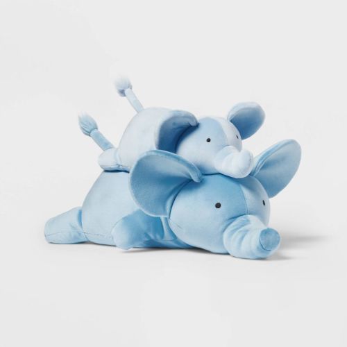 Elephant And Baby Weighted Plush Kids' Throw Pillow Blue - Pillowfort™