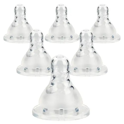 Silicone Nipple for Dr. Brown's Narrow Baby Bottle & Glass Bottles,Level 3 Nipples, Fast Flow, 6m+, 6 Count