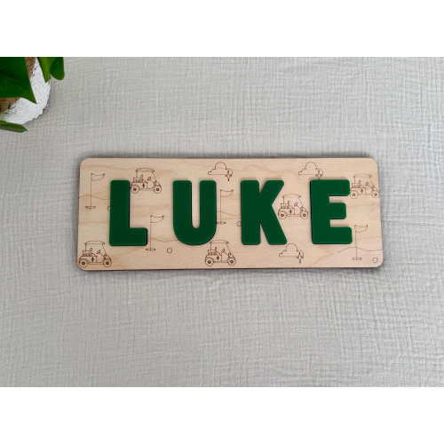 Personalized Golf Wooden Name Puzzle | Golf Nursery | Custom Baby Gift | Sports Puzzle | Name Sign | Baby Decor | Gifts for Kids