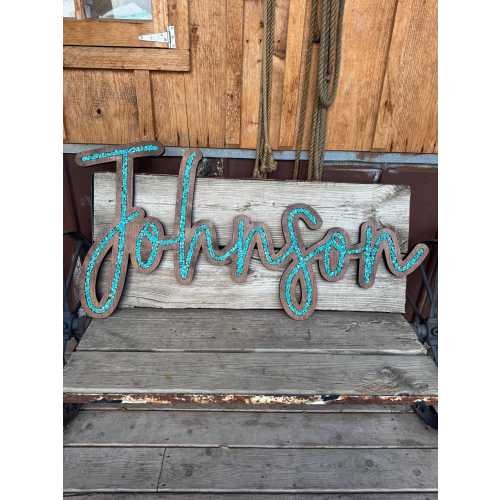 Name Sign - Cursive - Wood + Inlay