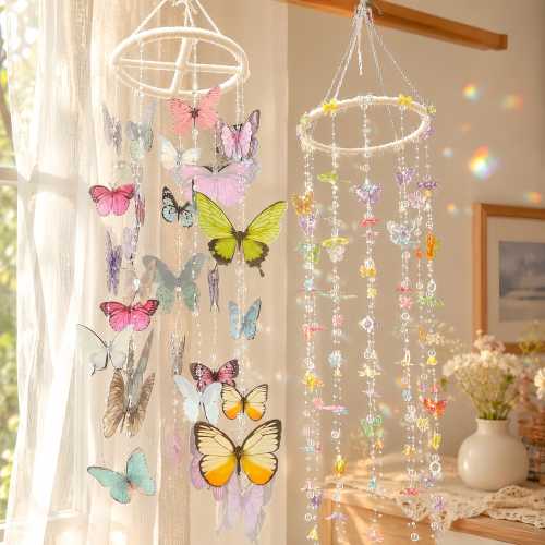 DIY Butterfly Wind Chime Kit, Butterfly Mobile Wall Hanging, Room Decor Craft Kit Gift for Her