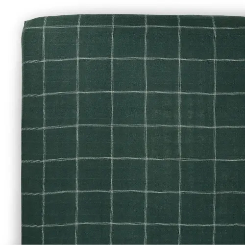 Little Unicorn Fitted Crib Sheet | 100% Cotton Muslin | Super Soft | Sized for Standard Baby Crib & Toddler Mattress | Machine Washable | 52” x 28” x 6” (Evergreen Plaid)