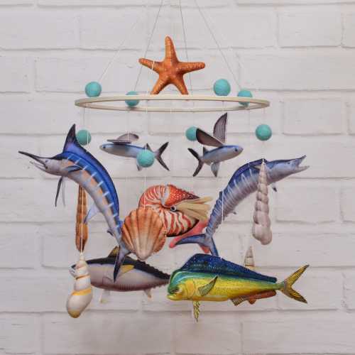 Baby Mobile Ocean. Crib Mobile Fishing. Baby Shower Gift. Fishing decor for Nursery. Sea Mobile. Coastal Nursery Mobile. Fish Felt Mobile.
