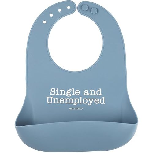 Baby Bib for Eating by Bella Tunno, Waterproof Silicone Bib with Large Food Catcher, Adjustable Fit for Babies 4-12 months & Toddlers 1-3 Years, Boys & Girls, Single and Unemployed