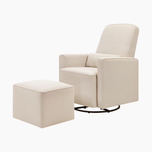 Olive Glider and Ottoman - Cream With Cream Piping
