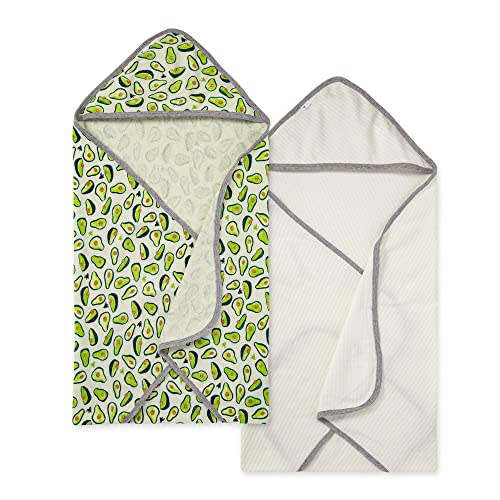Burts Bees Baby Infant Hooded Towels Avo-Crazy Organic Cotton, Unisex Bath Essentials and Newborn Necessities, Soft Nursery Towel with Hood Set, 2-Pack Size 29 x 29 Inch
