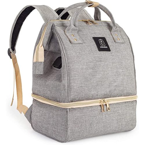 Breast Pump Backpack - Cooler and Moistureproof Bag Double Layer for Mother Outdoor Working Backpack with USB Charging Port, Large (Grey)