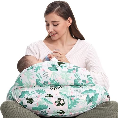 Momcozy Nursing Pillows for Breastfeeding, Plus Size Portable Breastfeeding Pillow and Positioner with Original Security Fence, Baby Support| with Adjustable Waist Strap and Removable Cotton Cover