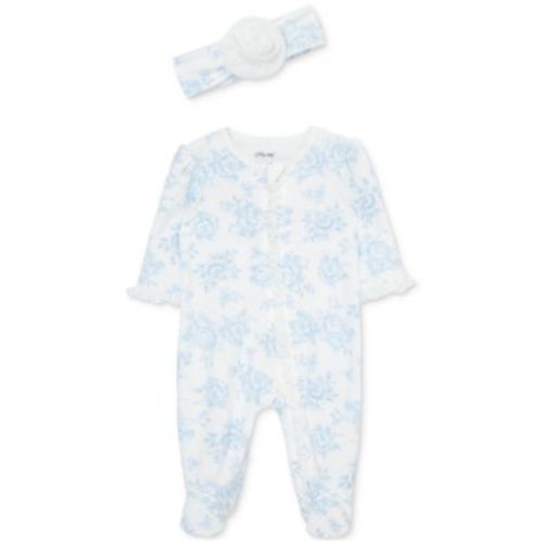 Baby Girls Cotton Roses Footie & Headband Set