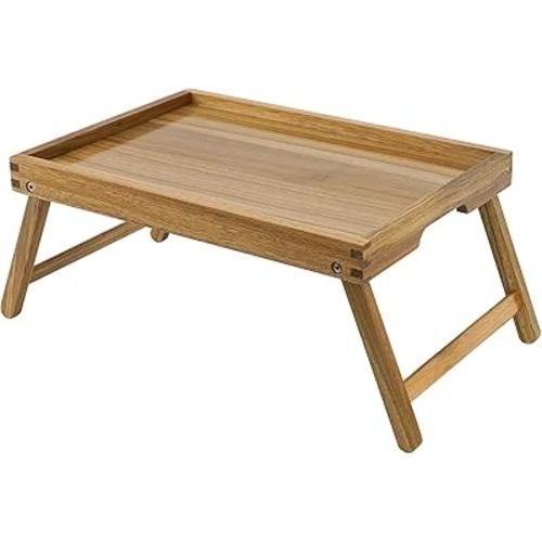VaeFae Acacia Bed Table Tray, Wooden Breakfast Tray with Folding Legs, Bed Tray for Eating and Laptop, Eating Trays for Bedroom