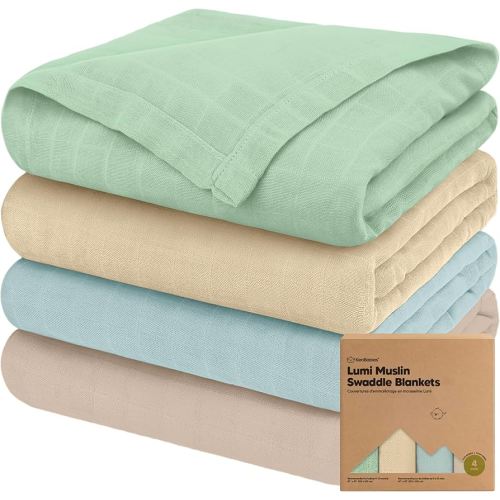4-Pack Muslin Swaddle Blankets for Boys, Girls - Organic Baby Swaddles for Newborns, Soft & Breathable Receiving Baby Blankets for Girl, Boy, Neutral, Newborn Essentials Gift (Mirage)