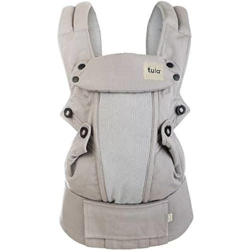 Baby Tula Coast Explore Mesh Baby Carrier 7 – 45 lb, Adjustable Newborn to Toddler Carrier, Multiple Ergonomic Positions Front and Back, Breathable – Coast Overcast, Light Gray with Light Gray Mesh