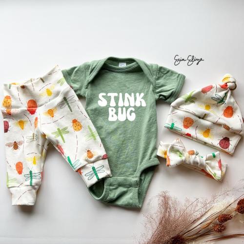 Stink bug baby gift, Funny bug baby outfit, Stinky baby bodysuit, Entomologist baby gifts, Stink bug hospital outfit