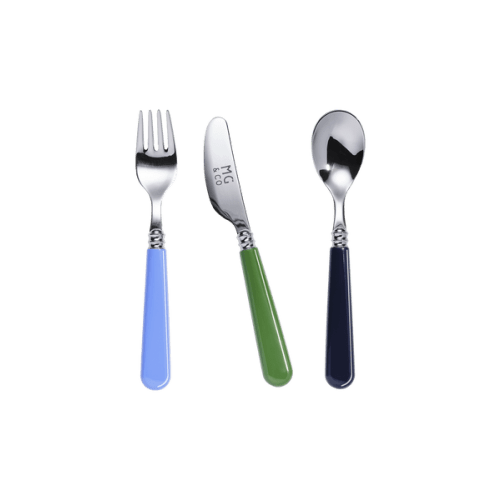 3 Piece Kids Cutlery Set, Blues