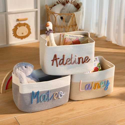 Personalized Handmade Basket • Easter Basket • Baby Gift • Baby Shower Gift • Baby Basket • I-Cord Knitting Craft • Toy Organizer