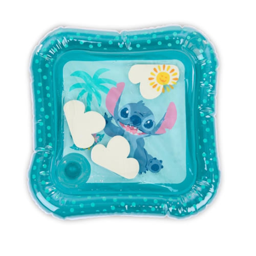 Bright Starts Disney Baby Stitch Water Mat, Making Waves Tummy Time Play Mat, 3 Floating Toys, Newborn+