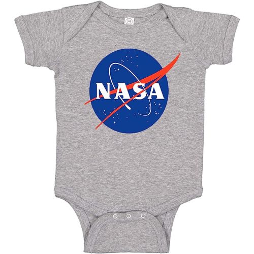 Ink Trendz NASA Meatball Logo Space Exploration Moon Cotton Baby BodySuit Romper Onesie - 18 Months - Heather Grey