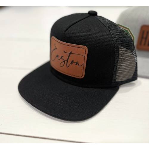 Baby/toddler Leatherette Name Patch Flat Brim Trucker Hats - Etsy