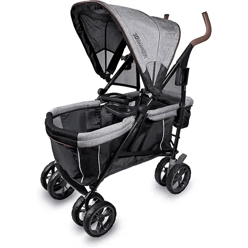 Summer Infant 3Dlite Wagon Convenience Lightweight Stroller for Infants, Accommodates up to 50 Pounds and Holds 2 Children, Black/Gray