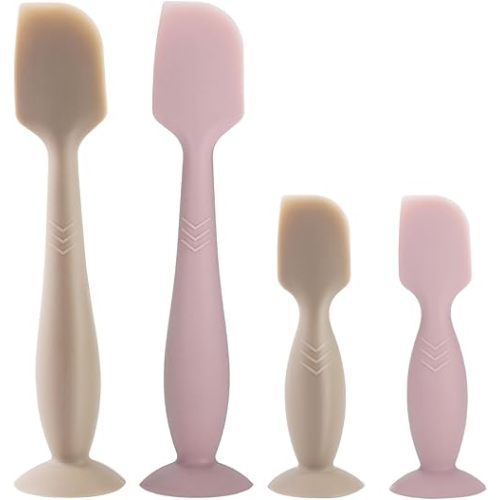 Baby Diaper Cream Spatula, 4 Pack Butt Spatula Baby, Silicone Diaper Cream Applicator, Full-Size + Mini Butt Paste Spatula for Babies, Newborn Baby Necessities (Brown+Pink)