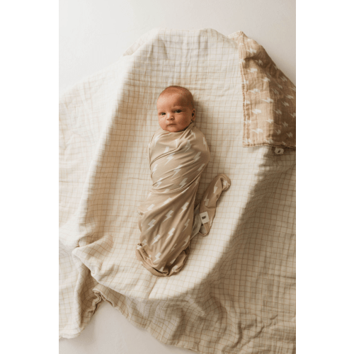 Bamboo Swaddle | Tan & Cream Lightning Bolt