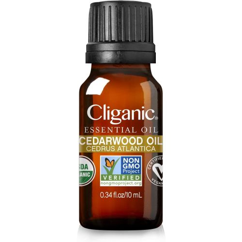 Cliganic Organic Cedarwood Essential Oil - 100% Pure Natural Undiluted, for Aromatherapy Diffuser | Non-GMO Verified