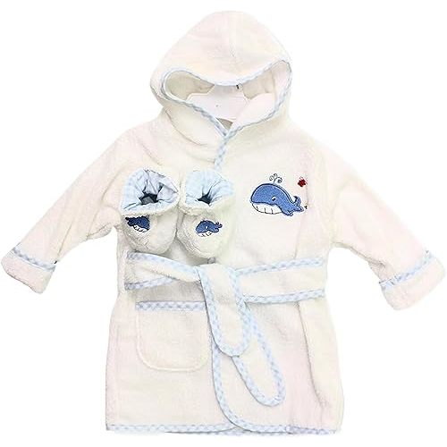 Spasilk Hooded Bathrobe with Ears for Newborns, 1 3D Soft Cotton Terry Bathrobe, Baby Essentials, Baby Shower Gifts, One Size