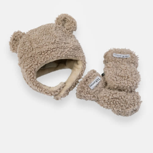Cub Set - Teddy | Hat & Mittens | 0-6 mo