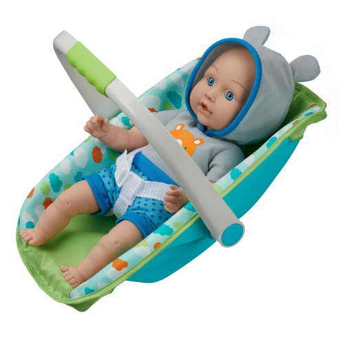 My Sweet Baby 13-inch Baby Doll with Carrier and Handle Play Set, 3 Pieces Included, Blue Theme, Baby on the go