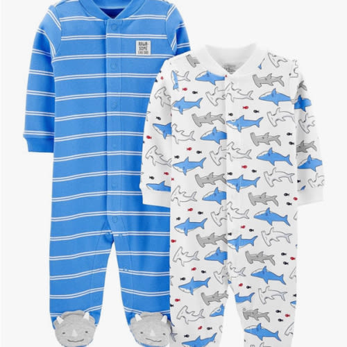 Simple Joys by Carter's Baby Boys' 2-Way Zip Thermal Footed Sleep and Play, Pack of 2