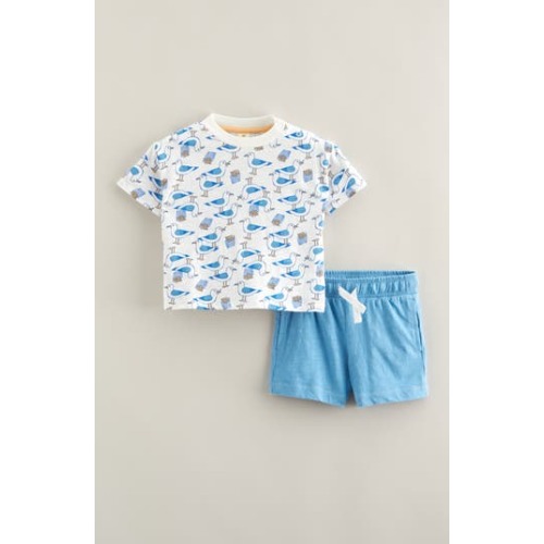 Print Cotton T-Shirt & Shorts Set, 9M