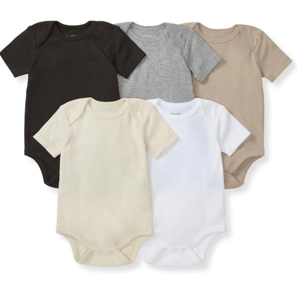 Burt's Bees Baby Bodysuits, Short Sleeve and Long Sleeve One-Pieces, 100% Organic Cotton