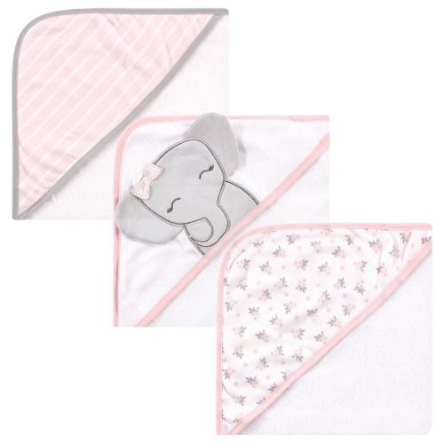 Hudson Baby Infant Girl Cotton Rich Hooded Towels, Cute Elephant, One Size