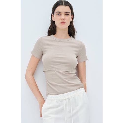 MAMA RIBBED NURSING TOP