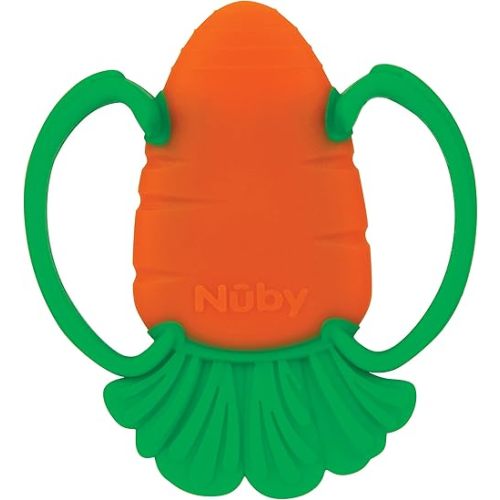 Nuby Veggie Teether for Teething Relief - Soft Baby Teething Toy - 3+ Months - Carrot