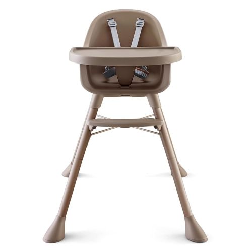 HARPPA 2 in 1 Baby High Chair for Babies and Toddlers, Convertible High Chairs with Removable Double Tray, Waterproof PU Seat Cushion, Anti-Slip Footrest and 5-Point Harness for 6–36 Months, Beige