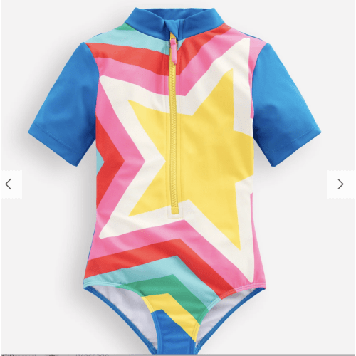 Short-sleeved Swimsuit-Cinnamon Red Sixties Sunrise | Boden USA