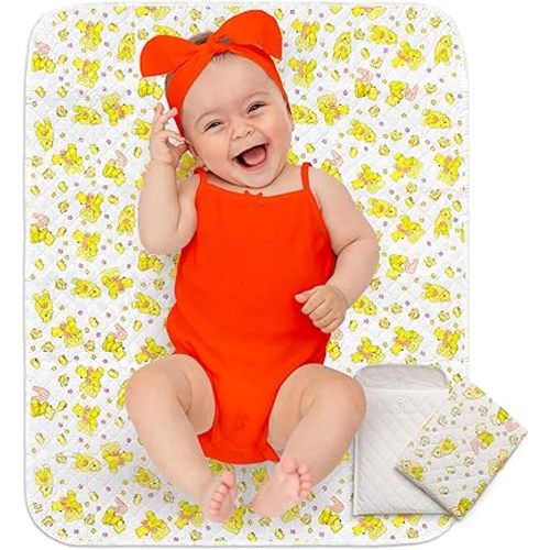 Changing Mat - Biggest Waterproof & Reusable Portable Changing Pad 25.5"x31.5" for Change Diaper in Any Places On The Go - Wipeable Compact Baby Change Cover Liner - Unisex Design for Girls & Boys