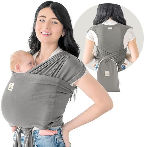 KeaBabies Baby Wrap Carrier Ring Sling - Easy to Wear, Adjustable D-Lite Baby Carrier Newborn to Toddler, Infant Carrying Shirt, Hands Free Bonding, Breathable Fabric Wearing Wrap (Graphite)
